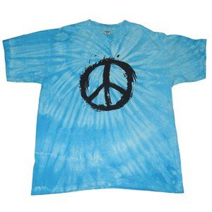 Vintage 90s Sundog Peace Sign Matthew 5:9 Tie Dye T-Shirt Adult Large